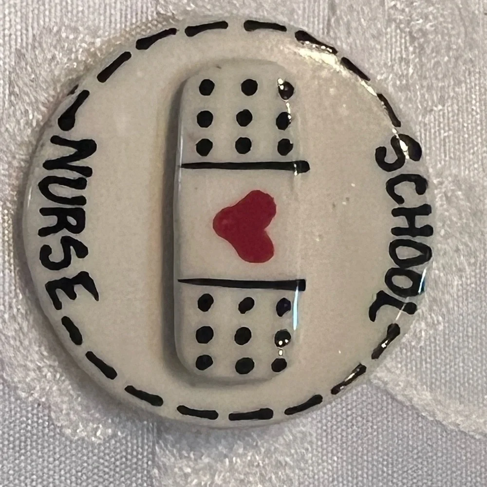Vintage Ceramic School Nurse pin